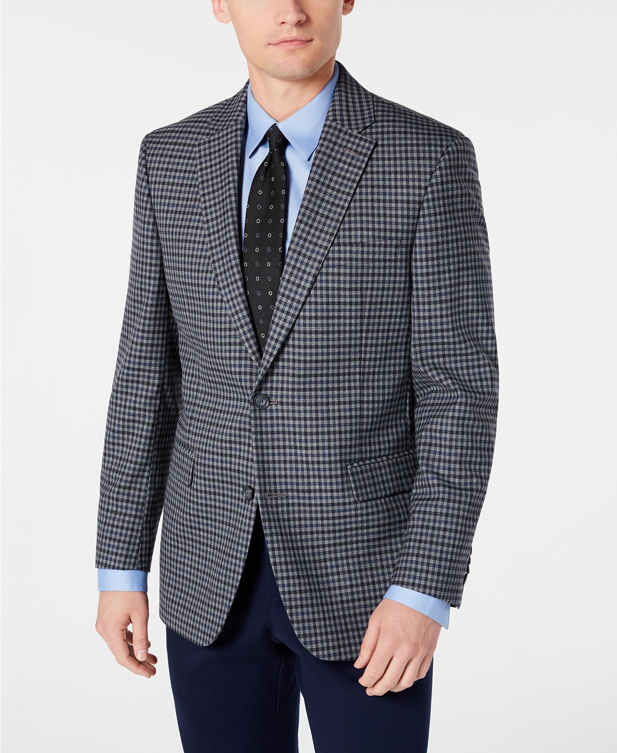 Macys Tommy Hilfiger Men's ModernFit THFlex Stretch Light Gray/Blue