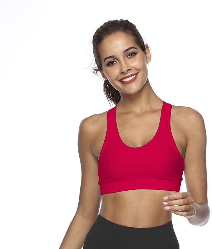 Amazon Women Sports Bra Phone Pocket Racerback Full Coverage Shock