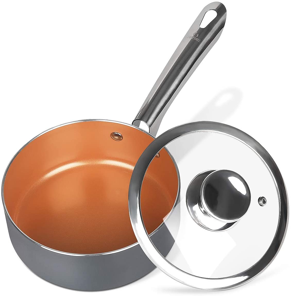 Amazon KUTIME 2.5Quart Saucepan with Lid, Nonstick Sauce Pan, Copper