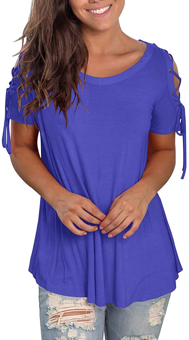 Amazon - Womens Summer Short-Sleeve T-Shirts Tops - Casual Round Neck ...