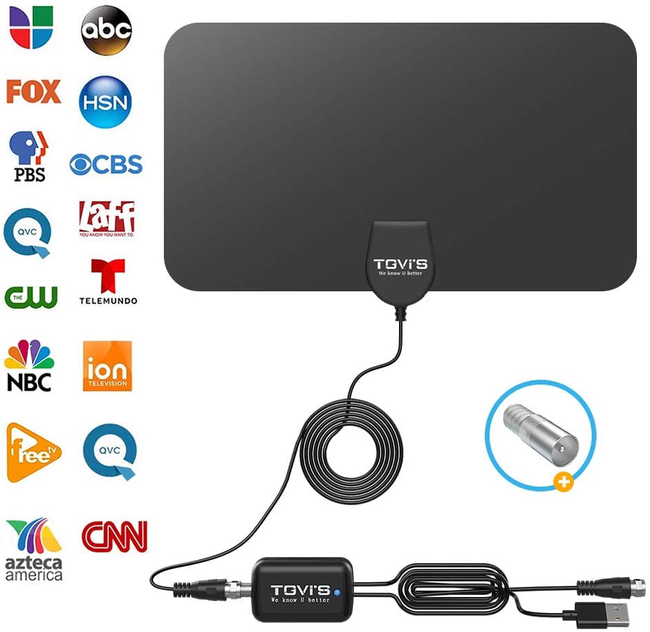 Amazon TV Antenna by TGVis, 120 Miles Range Indoor HDTV Antenna with Signal Booster, Freeview