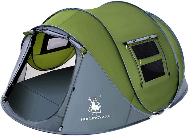 HUI LINGYANG 4 Person Pop Up Tent - Instant Setup Camping Tent For Family Outdoors