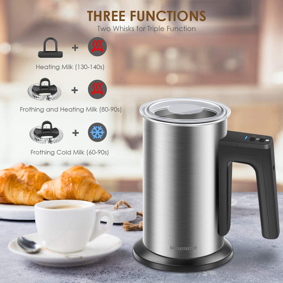 Amazon REDMOND Milk Frothers,Electric Milk Steamer with Hot &Cold