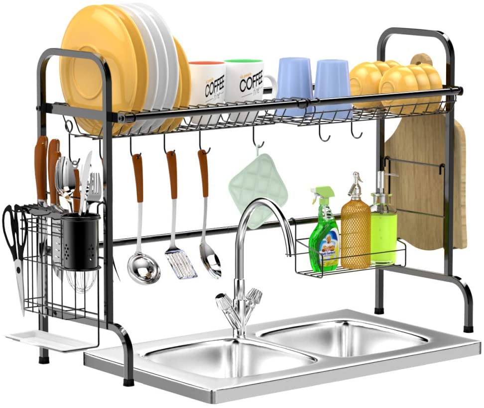 Amazon Over Sink Dish Rack, GSlife Stainless Steel Dish Rack Over Sink Shelf with Utensil