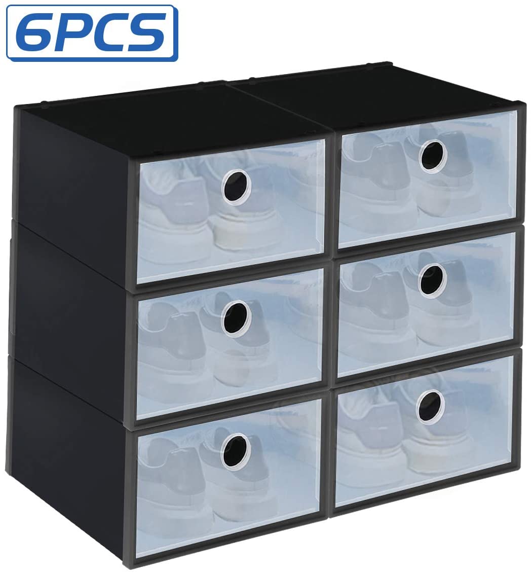 Amazon king do way Storage Shoe Box Stackable 6Pack Clear Plastic