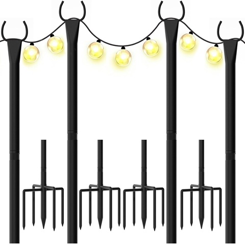 String Light Small Base Amazon - String Light Poles 4-Pack - 10FT, 5-Prong Base for Patio Deck ...
