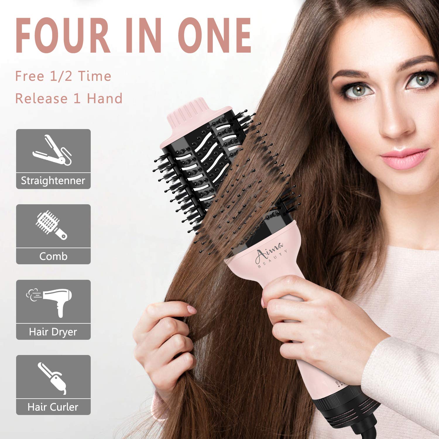 Amazon Hair Brush Dryer，AIMA BEAUTY One Step Hair Dryer and Styler