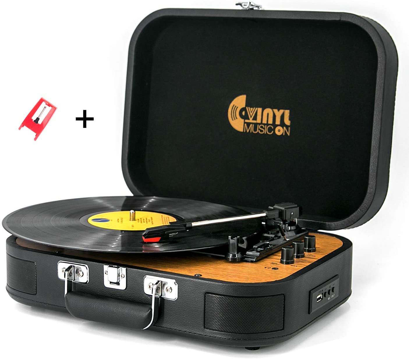 Amazon USB Bluetooth Record Player with Stereo Speakers,3 Speed