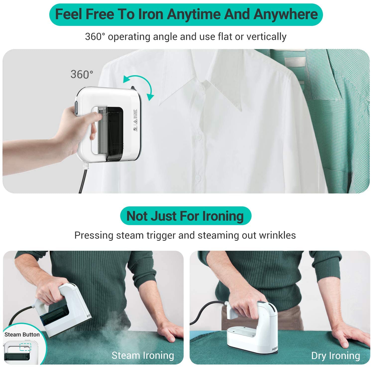 Amazon ABOX Garment Steamer, Steamer for Clothes, 1300W Steam Iron