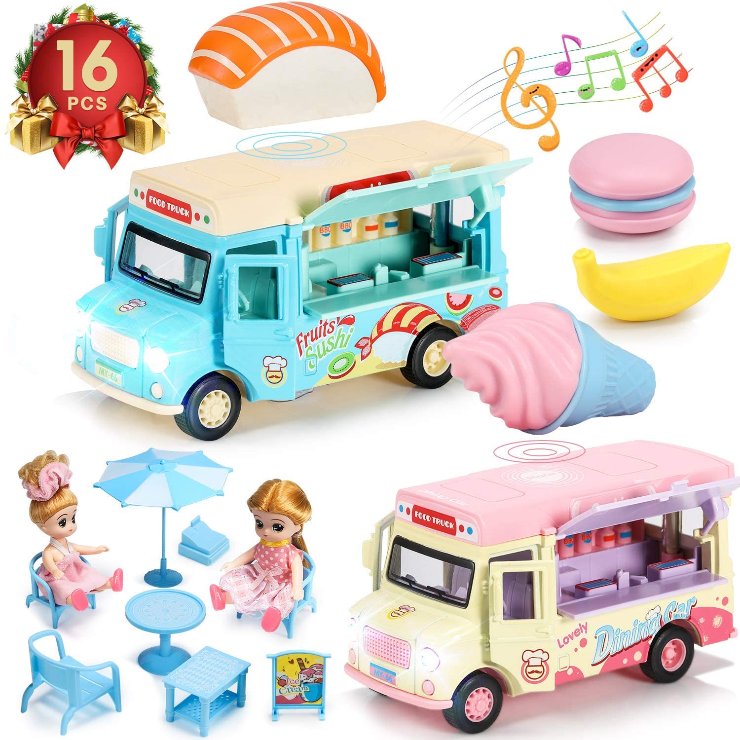 Amazon Geyiie 2 Pack Pull Back Car, Ice Cream Truck with Toddlers
