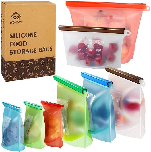 Amazon Reusable Silicone Food Storage Bags,WOHOME Freezer Airtight