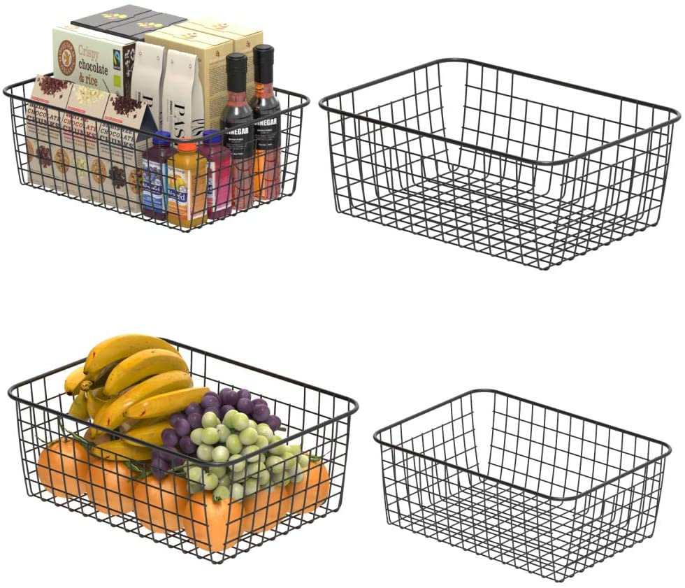 Amazon Wire Storage Basket, Fcolor 4 Pack Metal Household Storage