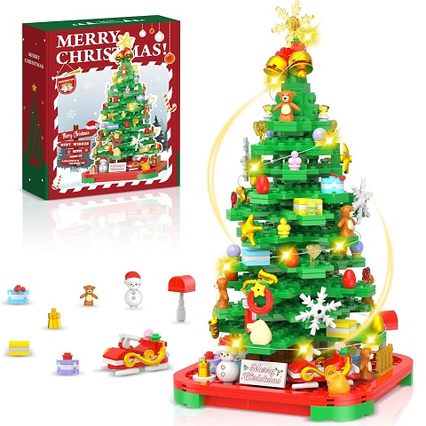 Amazon - Christmas Tree Building Blocks Kit with Lights, Christmas Tree ...