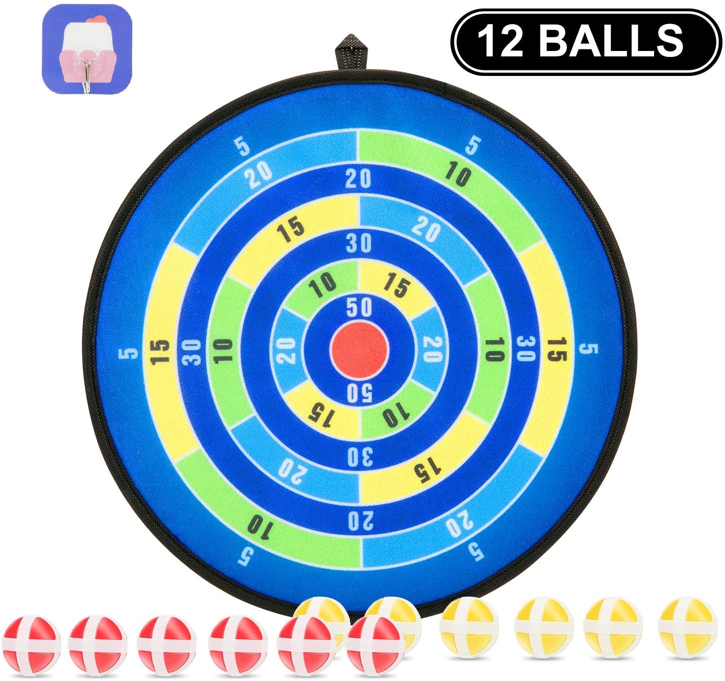 Amazon Kids Games, Dart Board for Kids with 12 Sticky Balls, Safe