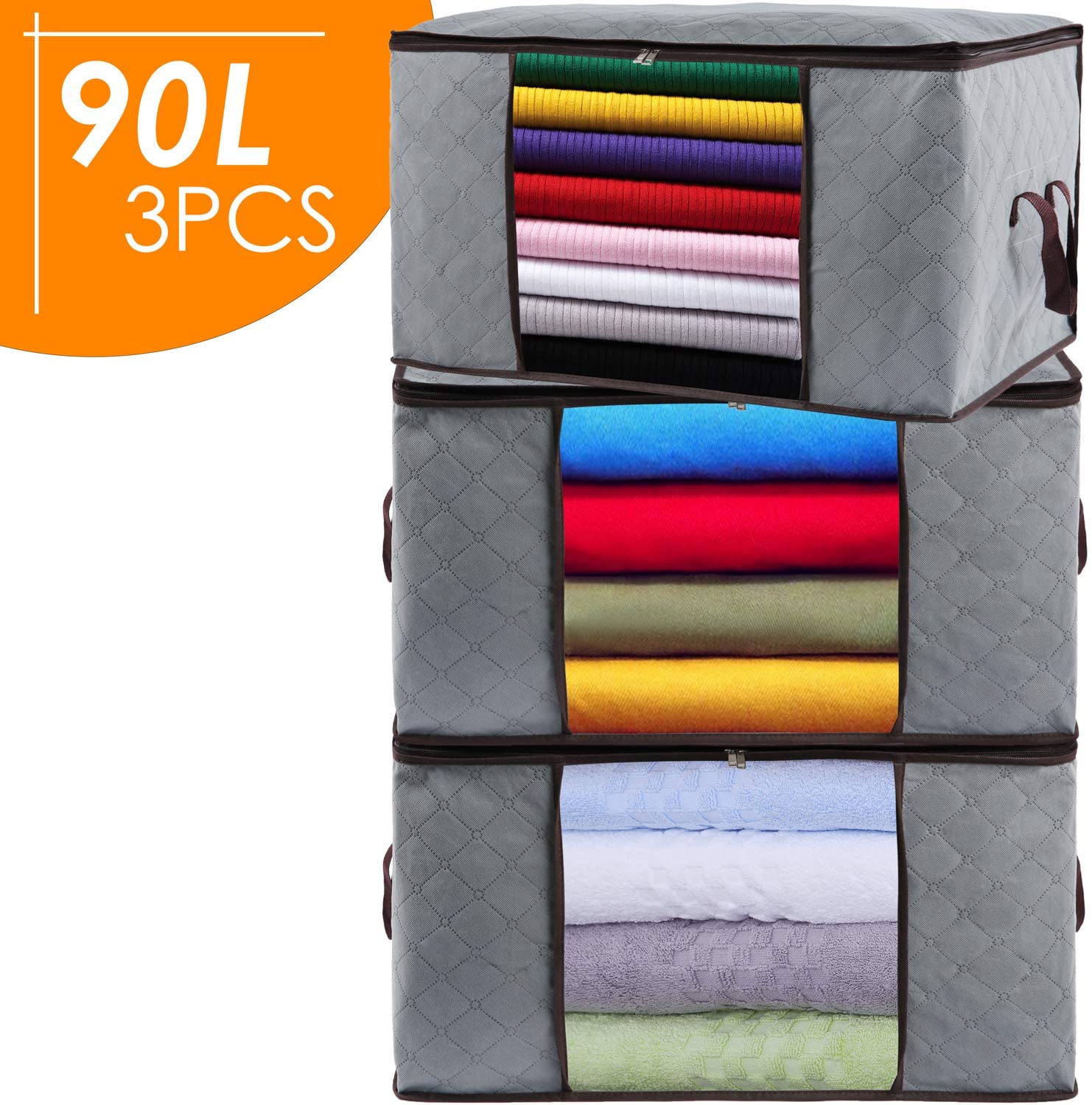 Amazon Clothes Storage Bag Organizer,3 Pack, 90L Large Capacity