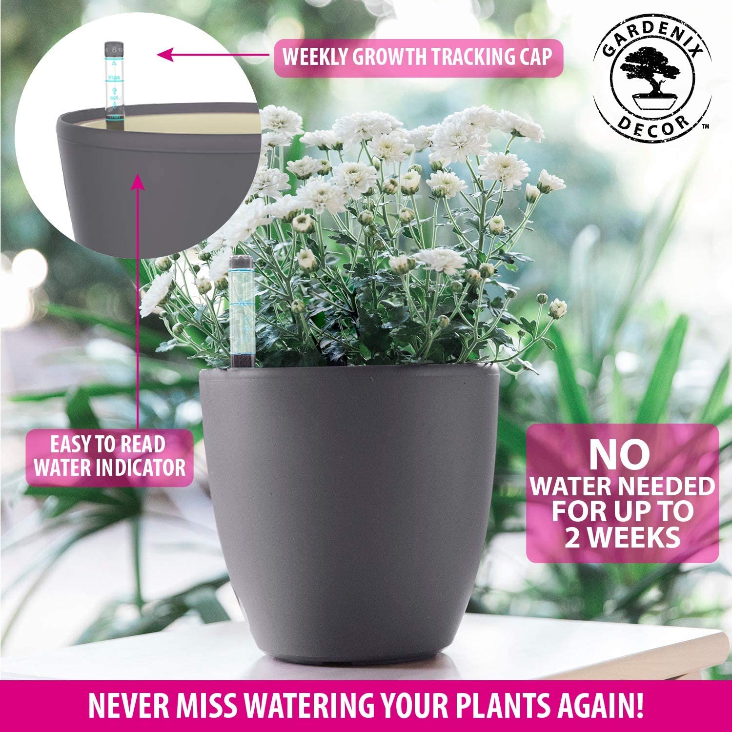 Amazon - 7 inch Self Watering Planters for Indoor Plants - Flower Pot ...