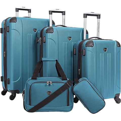 Amazon - Travelers Club Sky+ Luggage Set,Expandable, Teal, 5 Piece ...