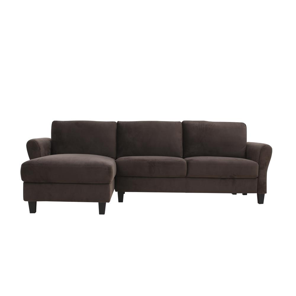 Homedepot Wesley Coffee Microfiber 3Seater LShaped LeftFacing